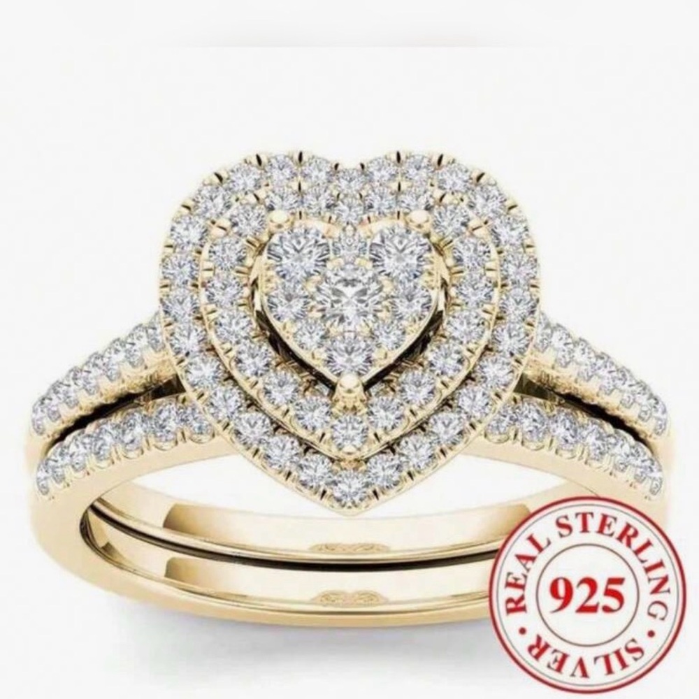 Gold and Silver 🔥 Heart-Shaped Sterling Silver Ring